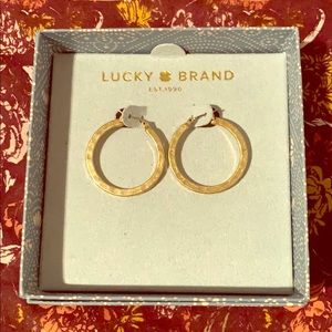Lucky Brand, Gold etched hoops, NWT